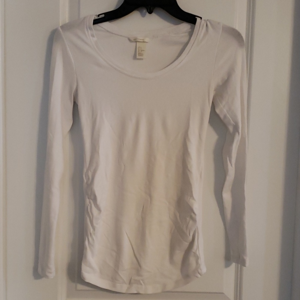 White Long Sleeve Maternity Tee - S